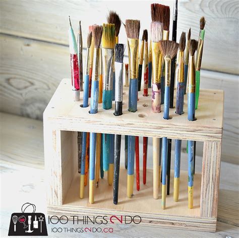 metal paint brush box|paint brush storage rack.